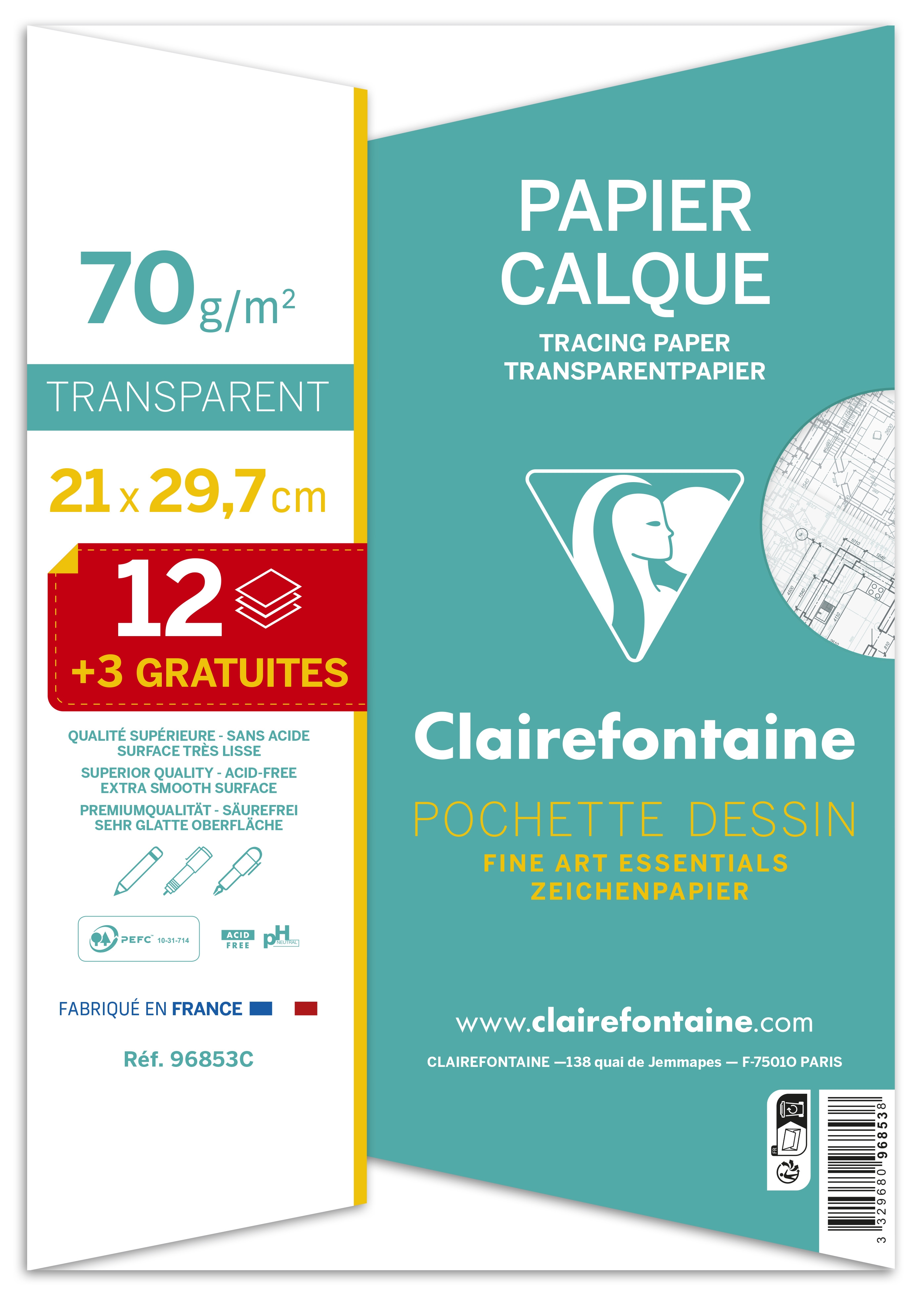 Pochette Calque A4 12+3F 70g speciale rentree des classes