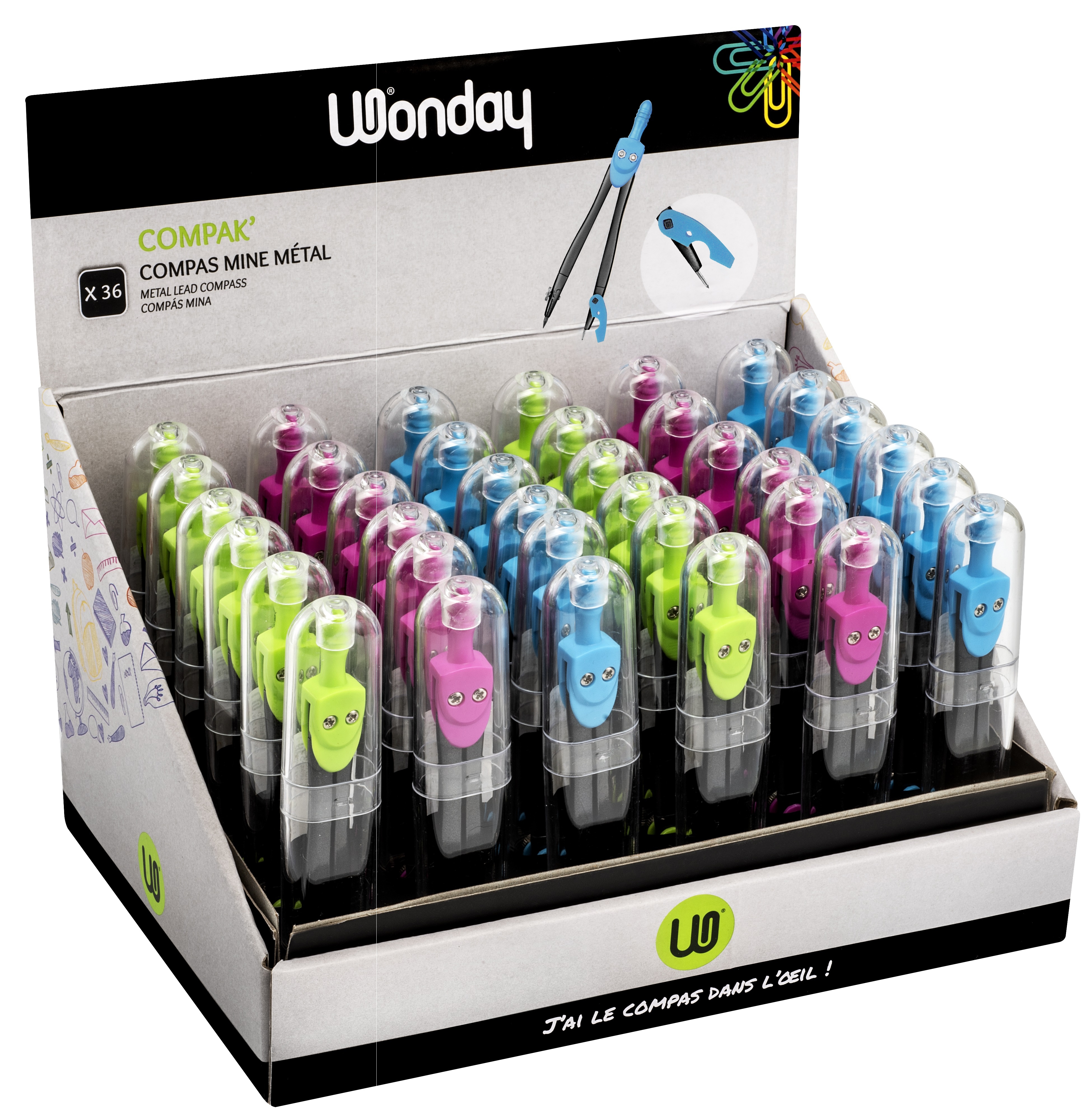 WONDAY Compas metal special trousse avec etui