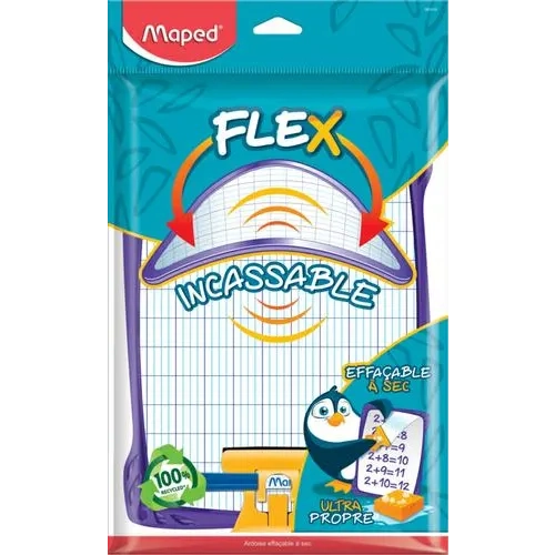 MAPED Kit ardoise blanche incassable + feutre et effaceur - double face grds carreaux