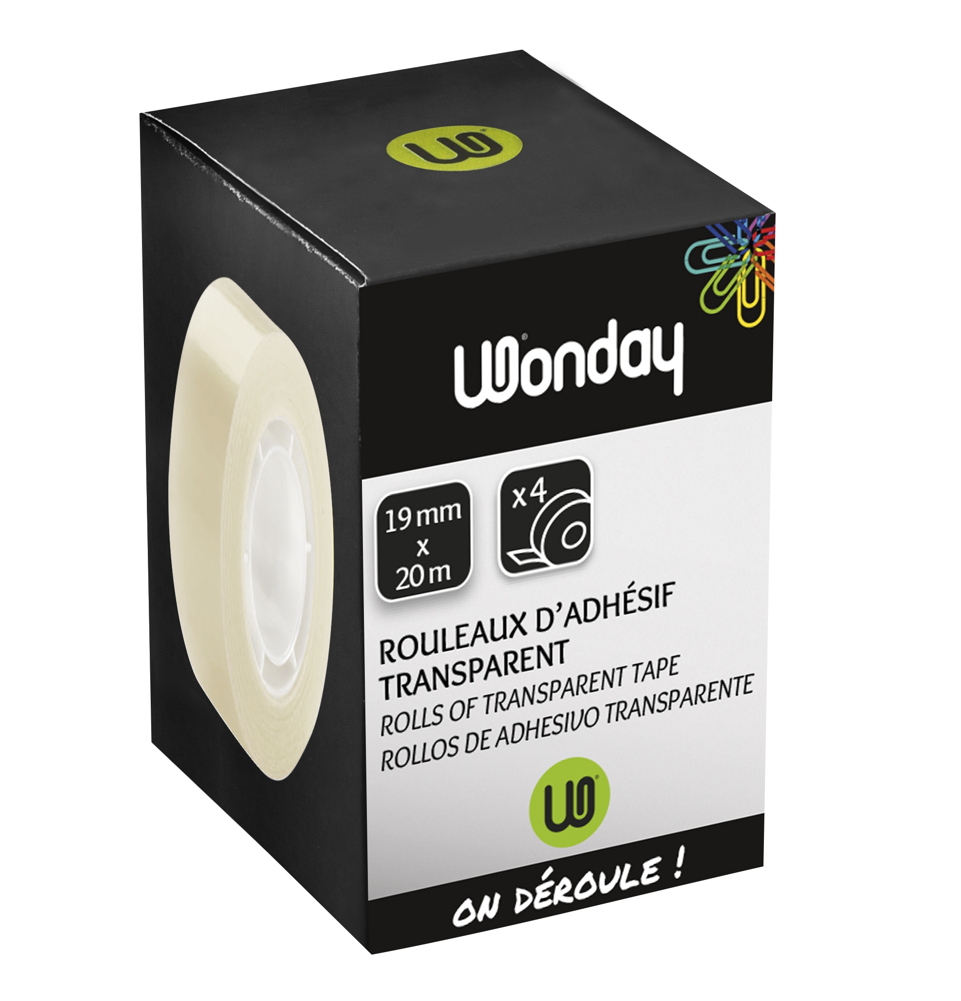 WONDAY Boite de 4 rouleaux adhesif 19x 20