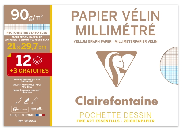 Pochette Papier Millimetre A4 12+3F 90g speciale rentree des classes