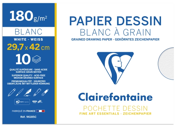 Pochette Dessin Blanc A3 10F 180g speciale rentree des classes