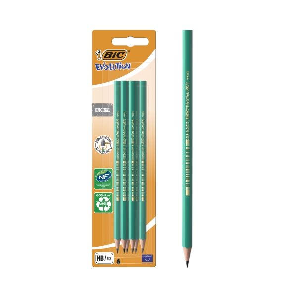 BIC Evolution Original Crayons a Papier - HB, Blister de 6