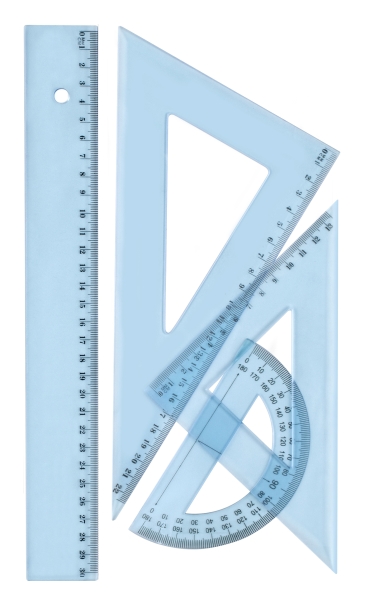 WONDAY Kit de tracage 4 pieces en plastique incassable, 1 regle 30cm, 1 rapporteur, 2 equerres