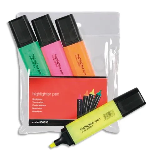 PERGAMY Pochette de 4 surligneurs pointe biseautee coloris assortis