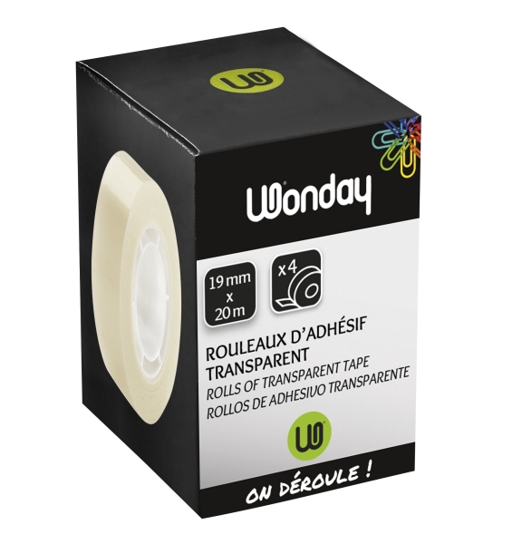 WONDAY Boite de 4 rouleaux adhesif 19x 20